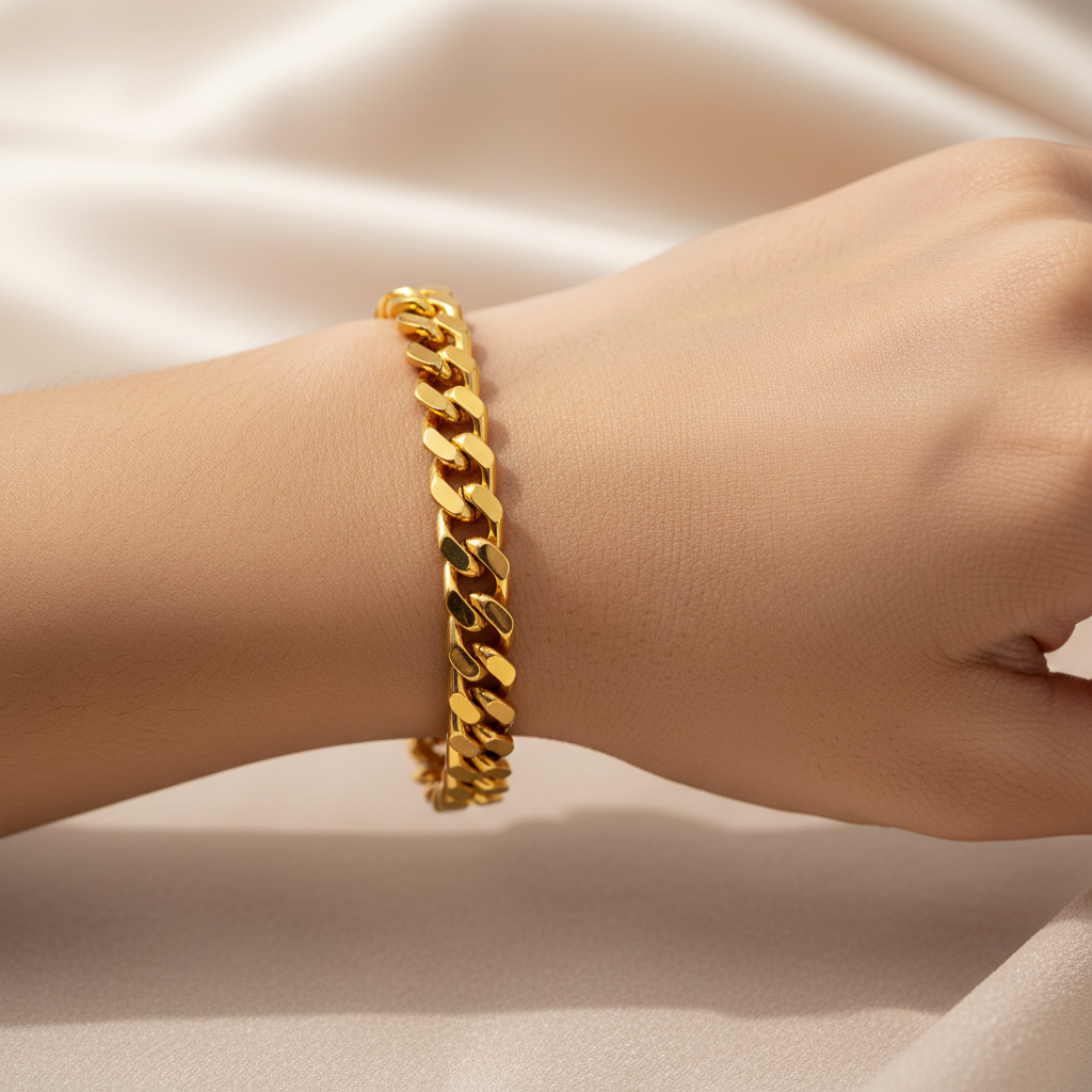 Chunky Cuban Link Chain Bracelet With S Hook - Four