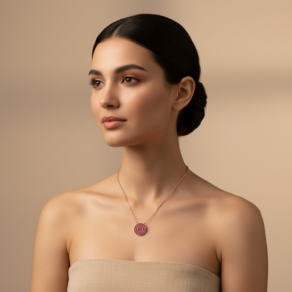 Ruby Pav Disc Pendant Necklace With Ball Chain - Five