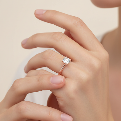 1Ct. Classic Solitaire Moissanite Engagement Ring in 925 Sterling Silver