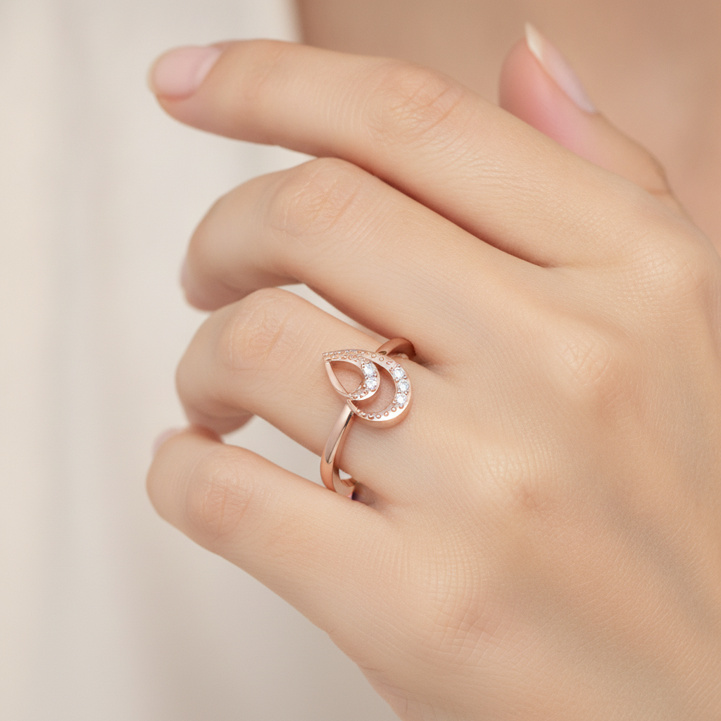 Stunning Pear Shaped Diamond Ring In 925 Sterling Silver - Thirteen