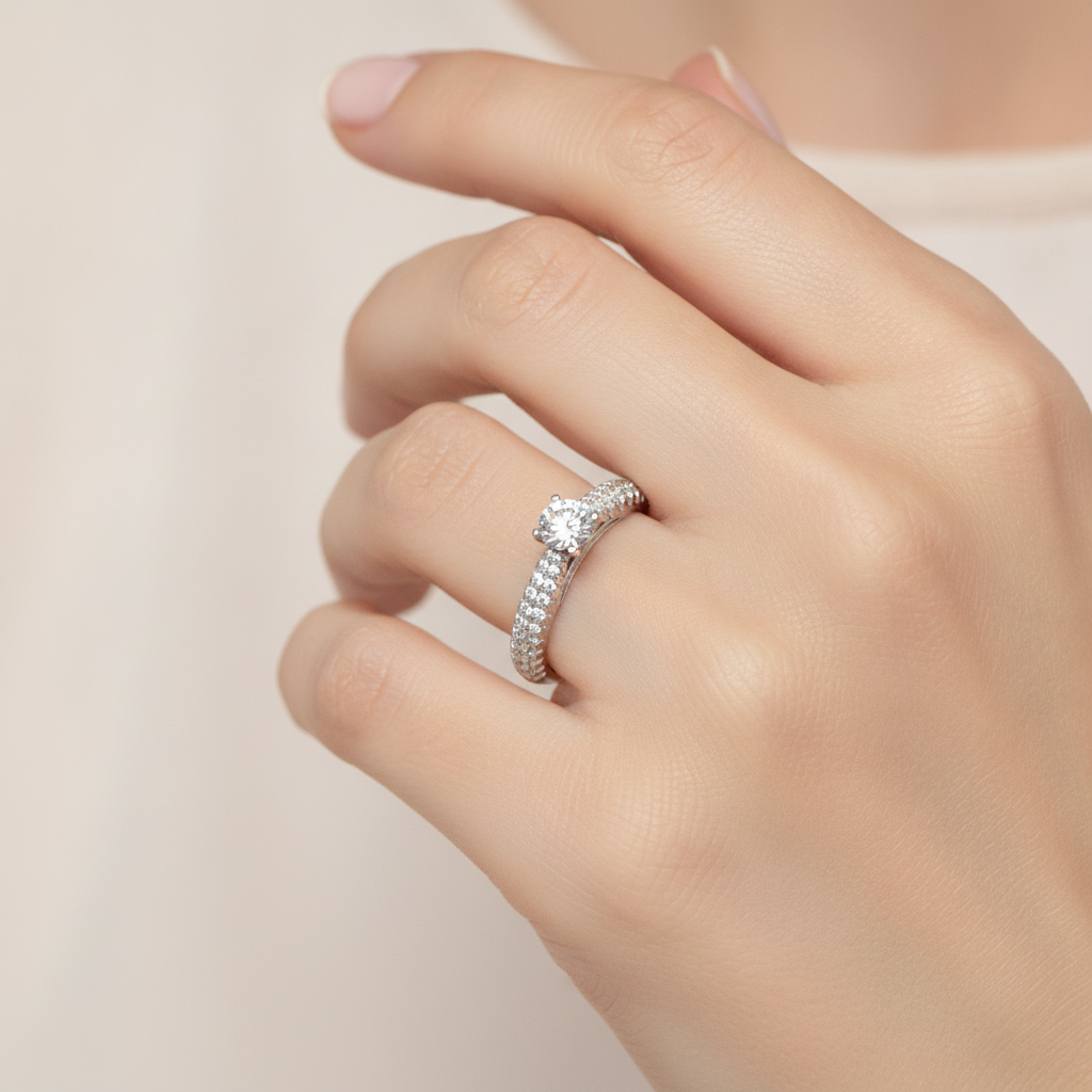 Bueno Solitaire Ring In 925 Sterling Silver - Thirteen