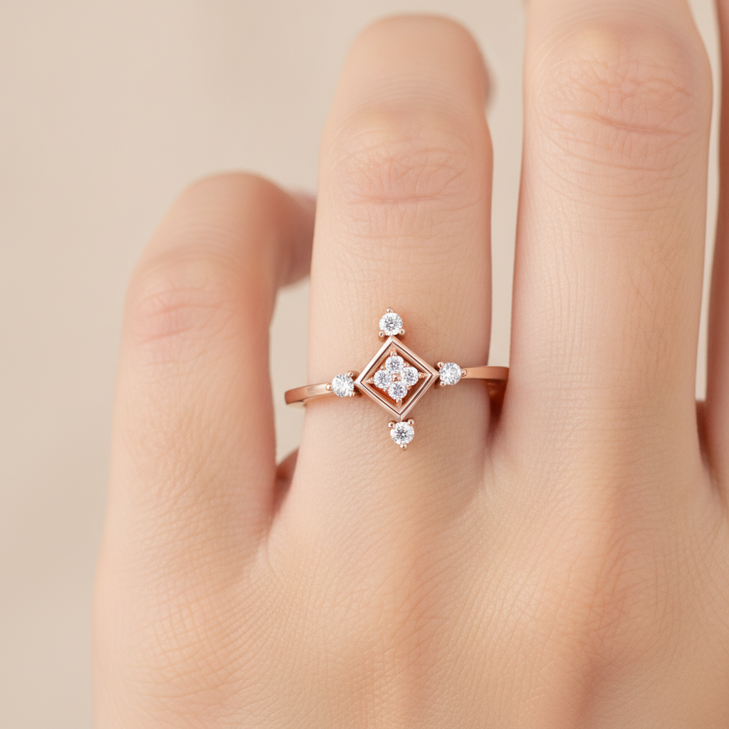 Petal Plate Diamond Ring In 925 Sterling Silver - Thirteen