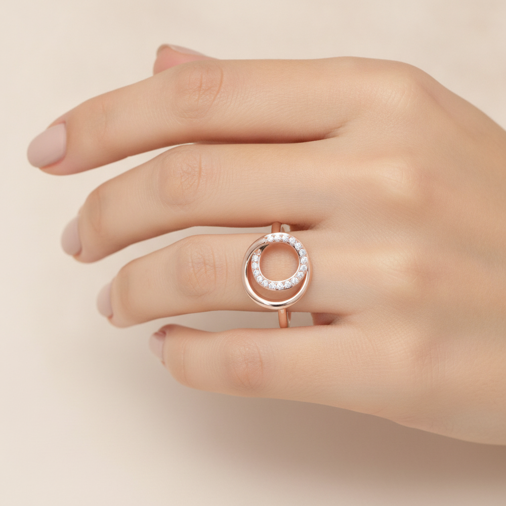 Beauty Hoop Eternity Ring In 925 Sterling Silver - Fourteen
