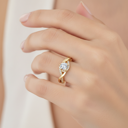 Youthful Halo Solitaire Ring In 925 Sterling Silver - Thirteen