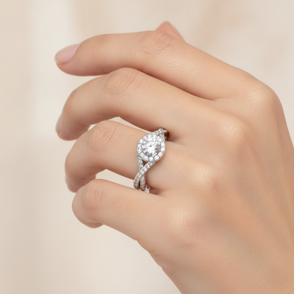 Stormi Classic Halo Diamond Engagement Ring In 925 Sterling Silver - Thirteen