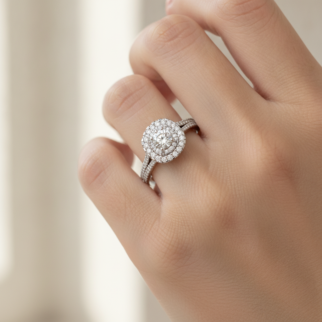 Prolific Halo Ring In 925 Sterling Silver - Thirteen