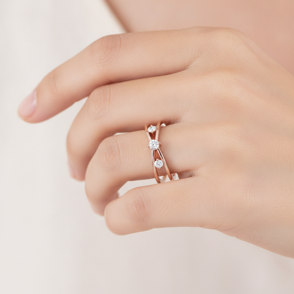 Sunshine Tri Stone Ring In 925 Sterling Silver - Thirteen