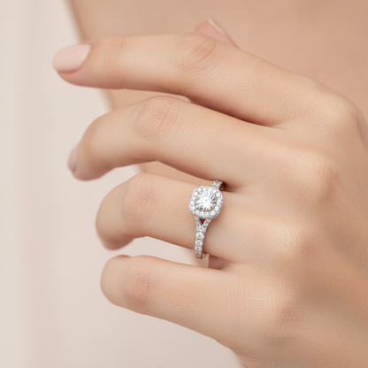 Bene Halo Ring In 925 Sterling Silver - Thirteen