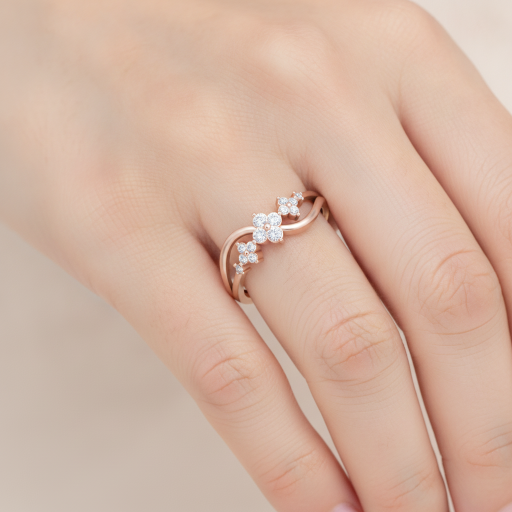 Ornate Ombre Diamond Ring In 925 Sterling Silver - Thirteen