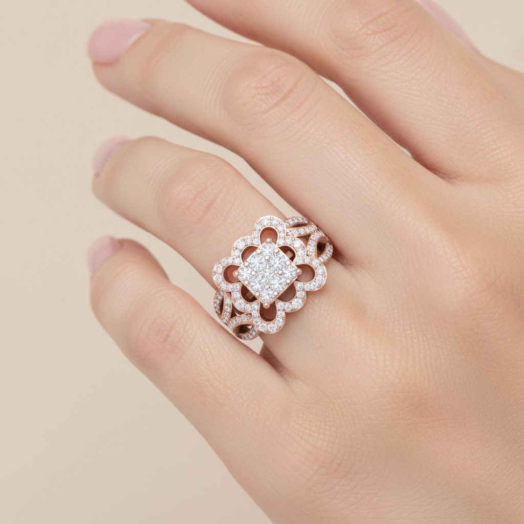 Zig Zag Squamous Cocktail Ring In 925 Sterling Silver - Thirteen