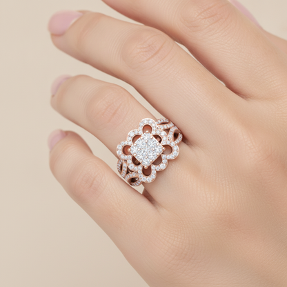 Zig Zag Squamous Cocktail Ring In 925 Sterling Silver - Thirteen