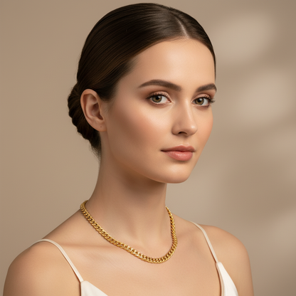 Cuban Link Chain Necklace With Box Clasp  22 Inch Curb Chain Necklace For Men And Women - Six