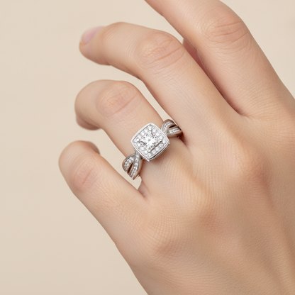 Palatable Halo Ring In 925 Sterling Silver - Thirteen
