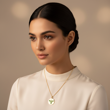 Emerald Butterfly Disc Pendant Necklace - Four