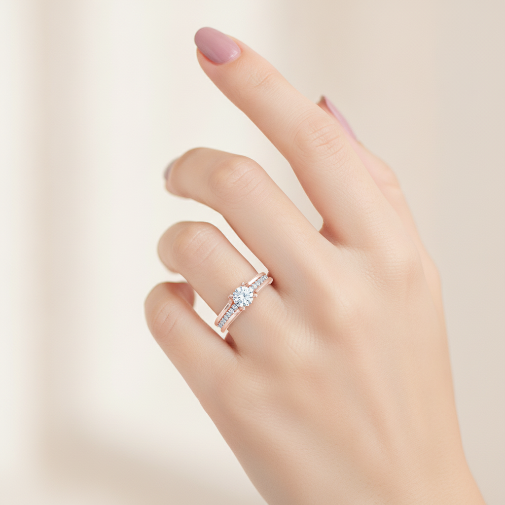 Sovereign Solitaire Ring In 925 Sterling Silver - Fourteen
