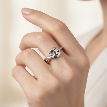 Floral Heart Infinity Ring - Eight