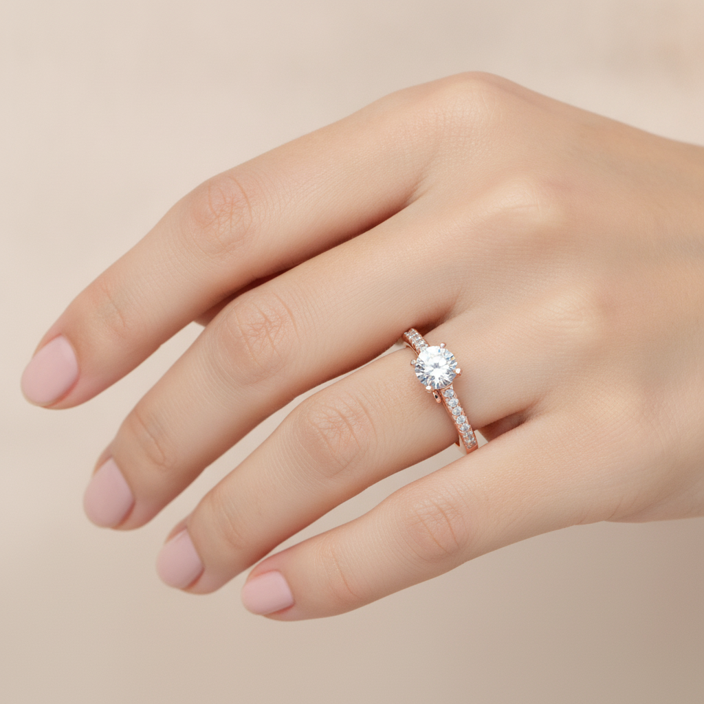 Prettyish Solitaire Ring In 925 Sterling Silver - Thirteen