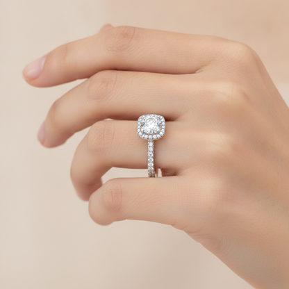 The Significant Halo Ring In 925 Sterling Silver - Thirteen