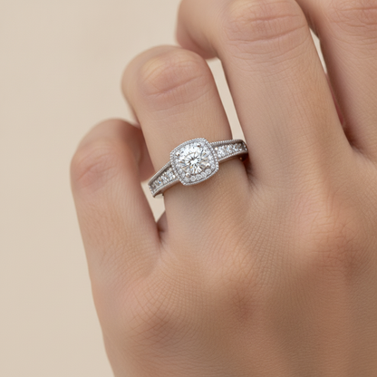 The Captivating Halo Ring In 925 Sterling Silver - Thirteen