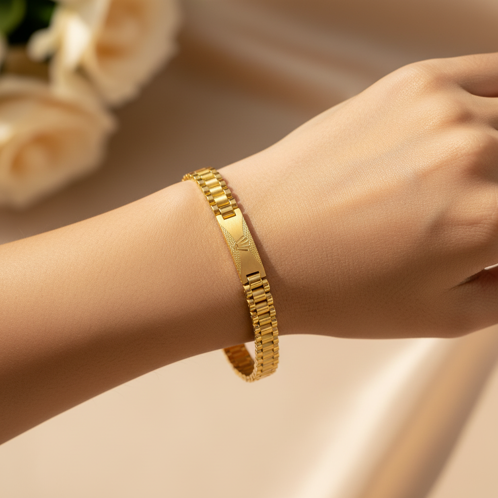 Box Chain Bracelet With Engraved Id - Five