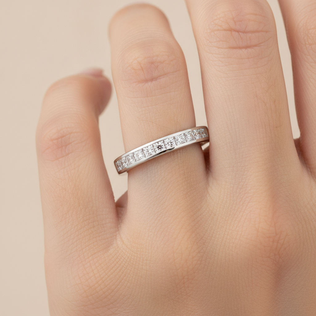 Plentiful Half Eternity Wedding Band In 925 Sterling Silver - Thirteen