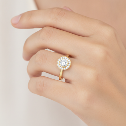 Bout Classic Halo Diamond Engagement Ring In 925 Sterling Silver - Thirteen