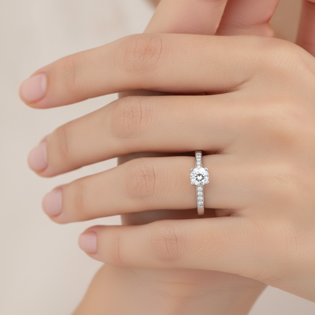 Azar Solitaire Ring In 925 Sterling Silver - Thirteen