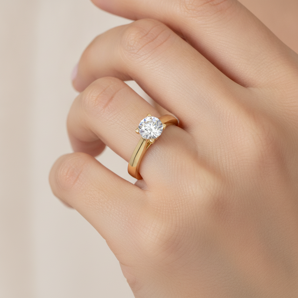 Ecele Classic Solitaire Ring In 925 Sterling Silver - Fourteen