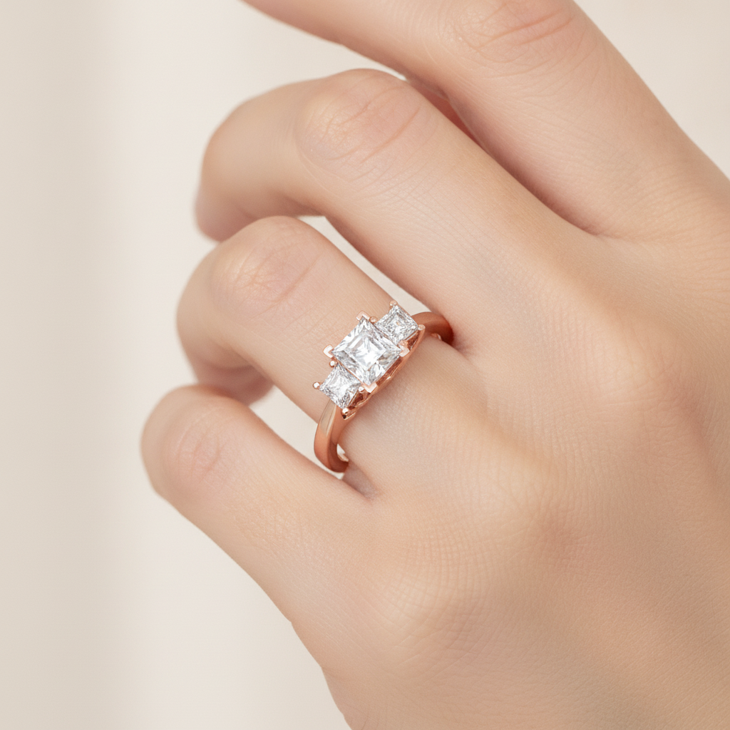 Alight Tri Stone Ring In 925 Sterling Silver - Thirteen