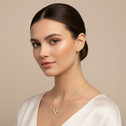 Pav Crystal Bee Pendant Necklace - Five