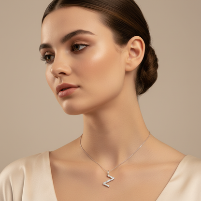 Rose Gold Diamond Letter Z Initial Pendant Charm