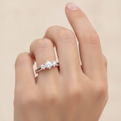 Glittering Tri Stone Ring - Thirteen
