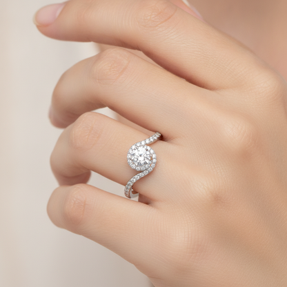 Vigorous Halo Ring In 925 Sterling Silver - Thirteen