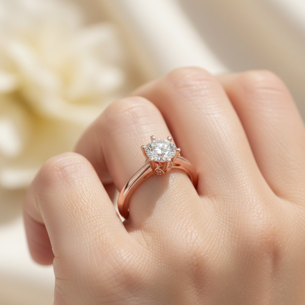 3 Ct Classic 6 Prong Solitaire Moissanite Engagement Ring In 925 Sterling Silver - Fourteen
