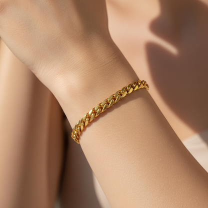 Cuban Link Chain Bracelet With Box Clasp - Five