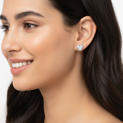 Diamond Heart Petite Stud Earrings In Gold - Nine