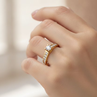Aristocratic Solitaire Ring In 925 Sterling Silver - Thirteen