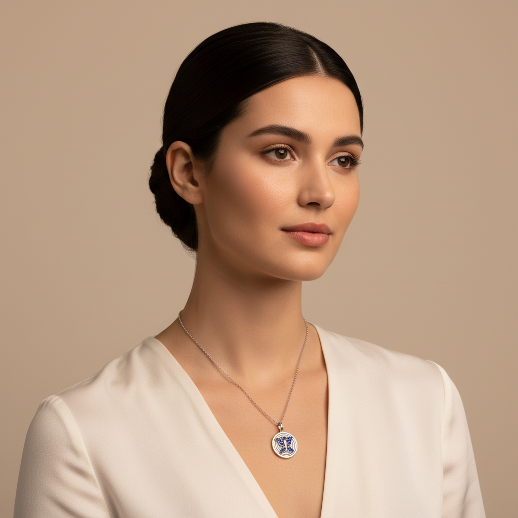 Blue Sapphire Gemini Zodiac Constellation Pendant Necklace - Five