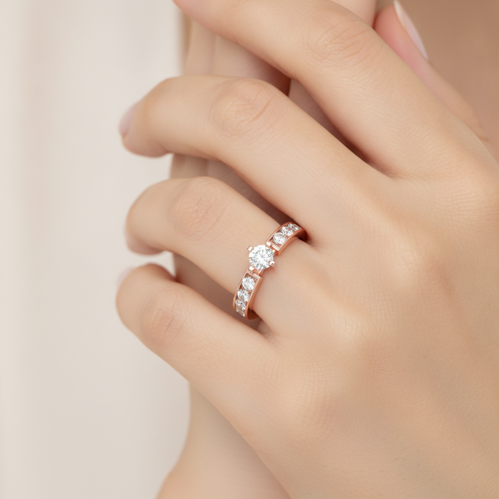 Jolly Solitaire Ring In 925 Sterling Silver - Fourteen