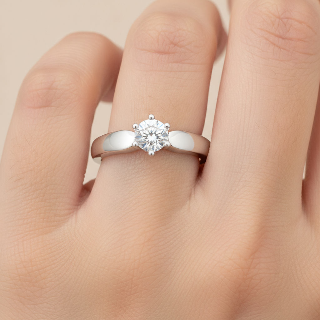 Elegant Loop Solitaire Ring In 925 Sterling Silver - Thirteen