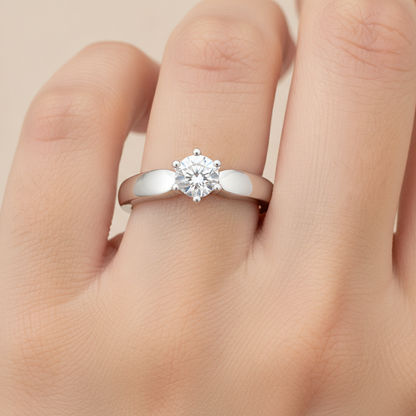Elegant Loop Solitaire Ring In 925 Sterling Silver - Thirteen