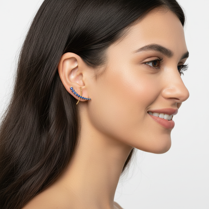Blue Crystal Dragonfly Stud Earrings - Five