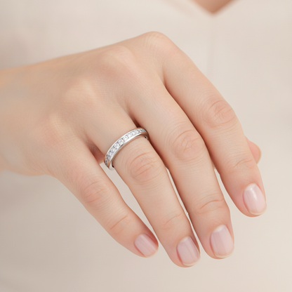 Wew Half Eternity Band In 925 Sterling Silver - Thirteen