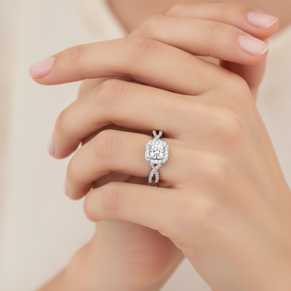 The Linda Halo Ring In 925 Sterling Silver - Thirteen