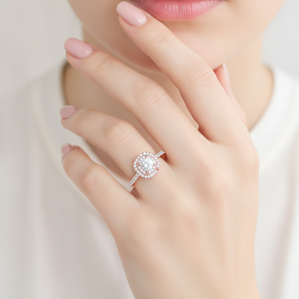 Splendour Halo Ring In 925 Sterling Silver - Fourteen