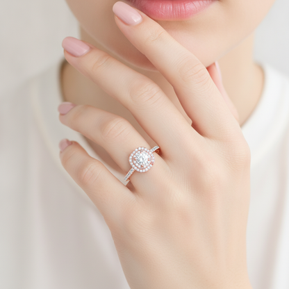Splendour Halo Ring In 925 Sterling Silver - Fourteen