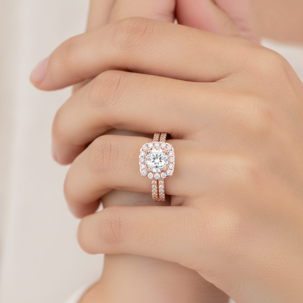 Misty Halo Solitaire Ring In 925 Sterling Silver - Thirteen