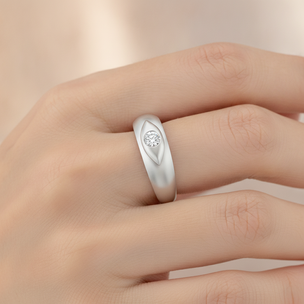 Classic Row Single Stone Ring In 925 Sterling Silver - Thirteen