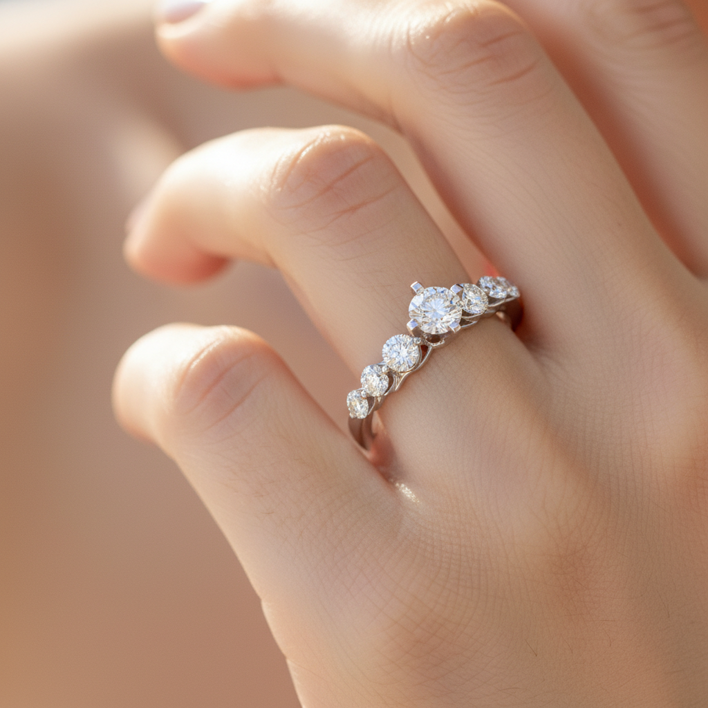 White Gold Diamond Wedding Solitaire Modern Ring