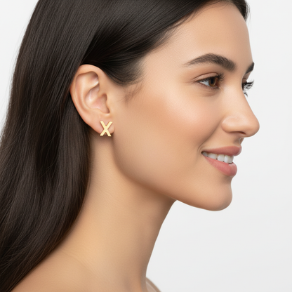 Gold Letter X Stud Earrings - Eight